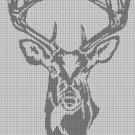 Deer head-grey silhouette cross stitch pattern in pdf
