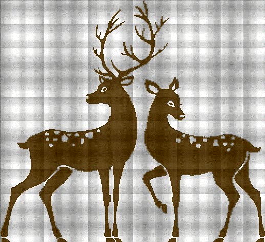 Deers silhouette cross stitch pattern in pdf