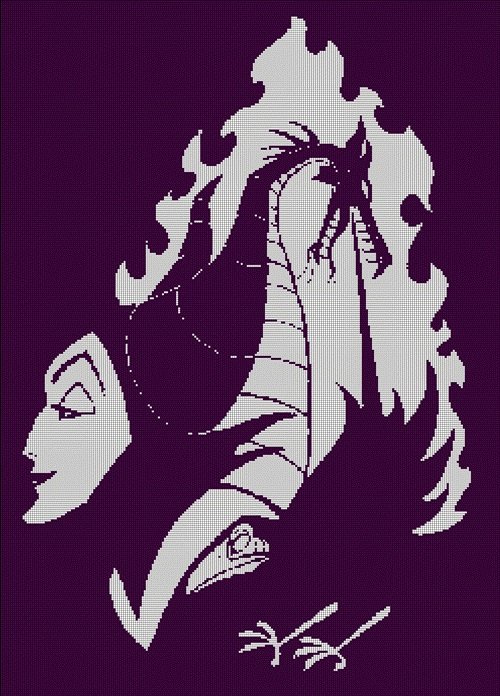 Demona Art silhouette cross stitch pattern in pdf