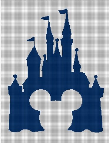 Disney Castle silhouette cross stitch pattern in pdf