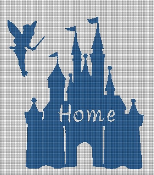 Disney Castle Home silhouette cross stitch pattern in pdf