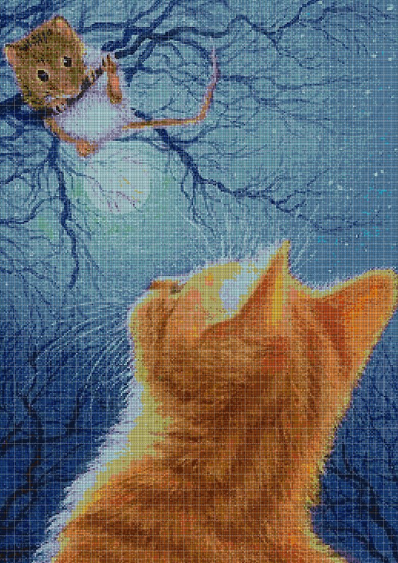 Cat and mouse cross stitch pattern in pdf DMC
