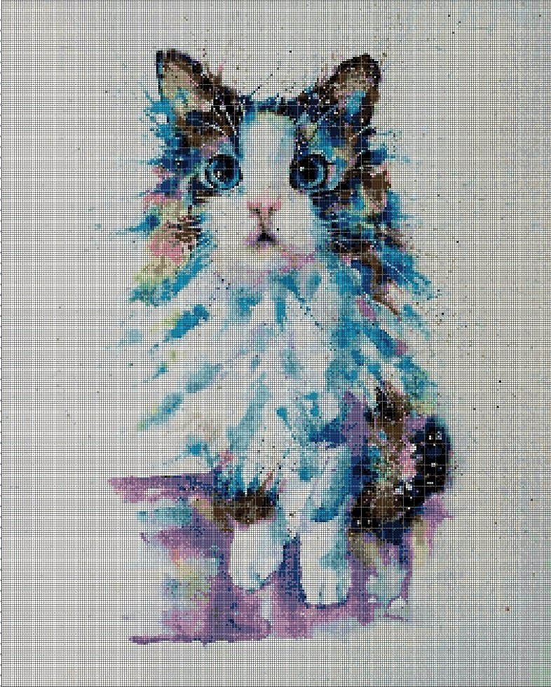 Cat art cross stitch pattern in pdf DMC