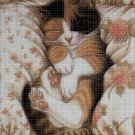 Cat on bed cross stitch pattern in pdf DMC