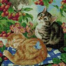 Cat piknic cross stitch pattern in pdf DMC