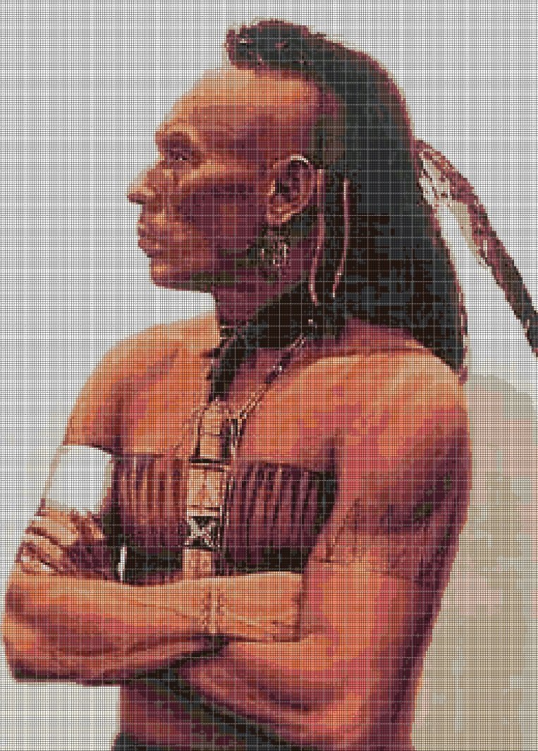Cherokee Indian  cross stitch pattern in pdf DMC