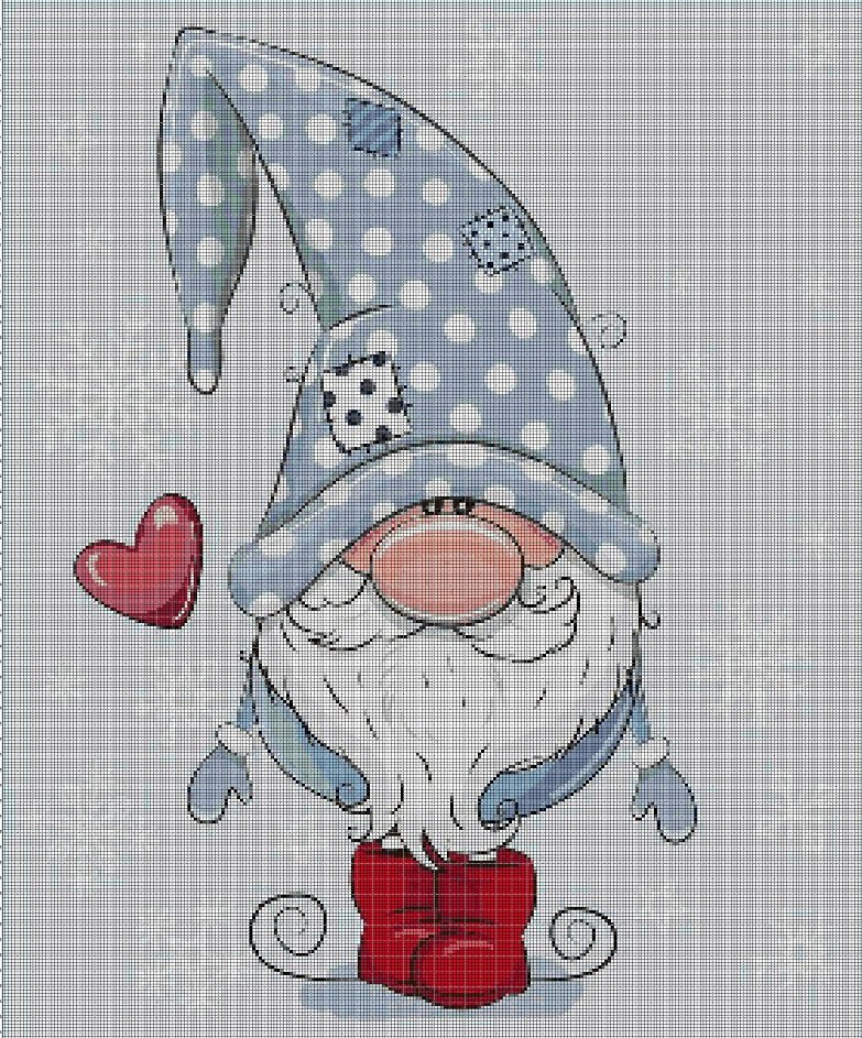 Christmas gnome cross stitch pattern in pdf DMC