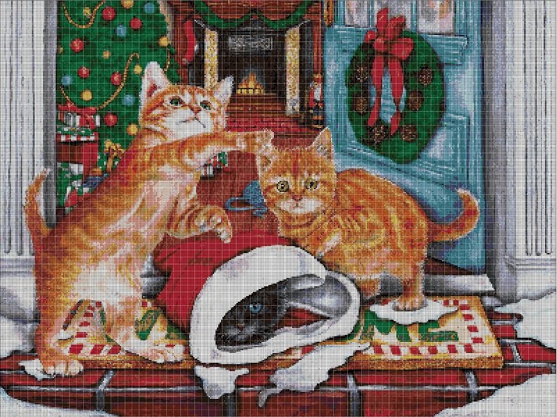 Christmas Kitties cross stitch pattern in pdf DMC