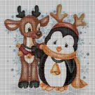 Christmas penguin and reindeer cross stitch pattern in pdf DMC