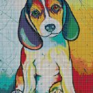Colorful Beagle cross stitch pattern in pdf DMC