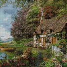 Cottage on the lakeshore cross stitch pattern in pdf DMC