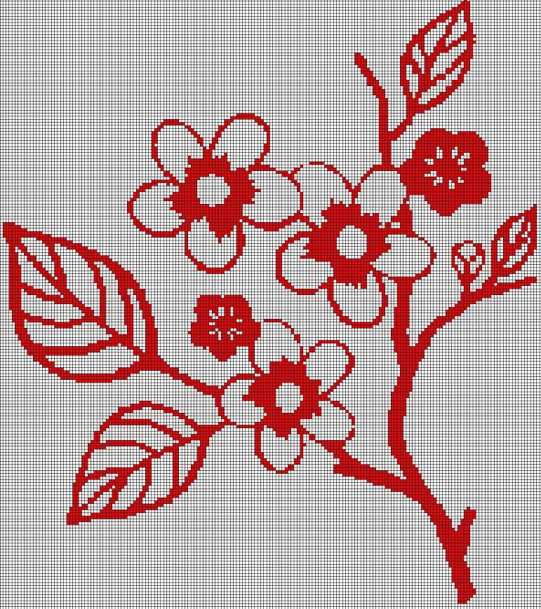 Flower silhouette cross stitch pattern in pdf