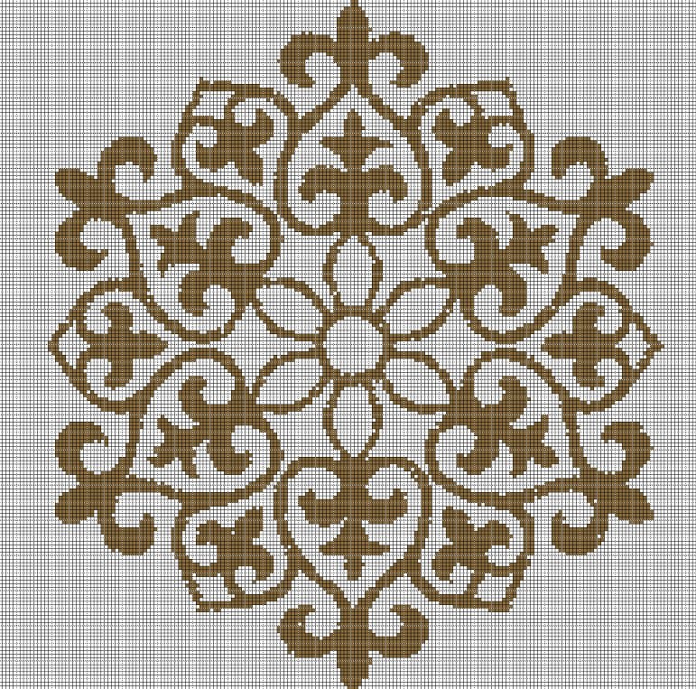 Flower mosaic silhouette cross stitch pattern in pdf