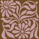 Flower pink and brown silhouette cross stitch pattern in pdf