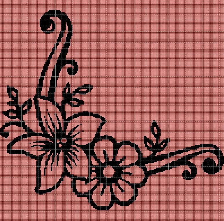 Flowers 3 silhouette cross stitch pattern in pdf