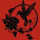 Flowers and hummingbird silhouette cross stitch pattern in pdf