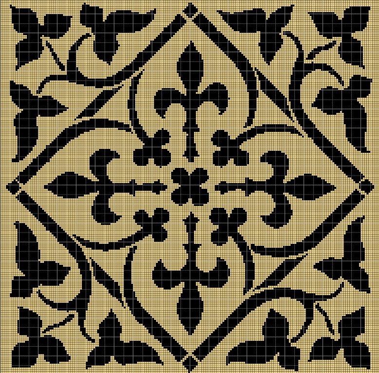 Gold mosaic silhouette cross stitch pattern in pdf