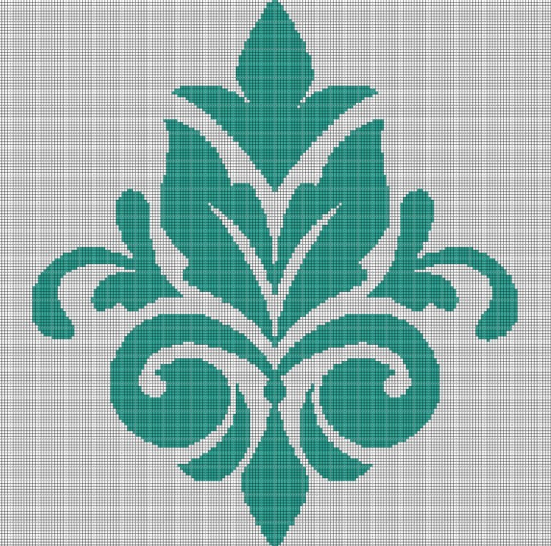 Gothic flower silhouette cross stitch pattern in pdf