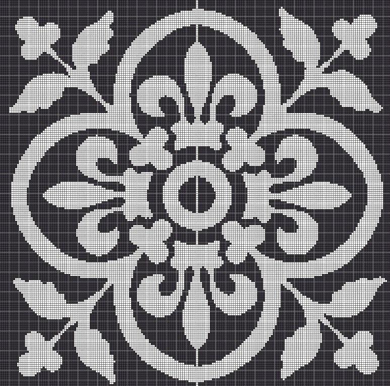 Gray tile motif silhouette cross stitch pattern in pdf