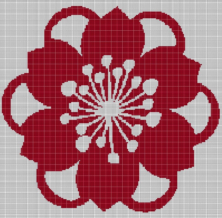 Hawaiian flower 2 silhouette cross stitch pattern in pdf