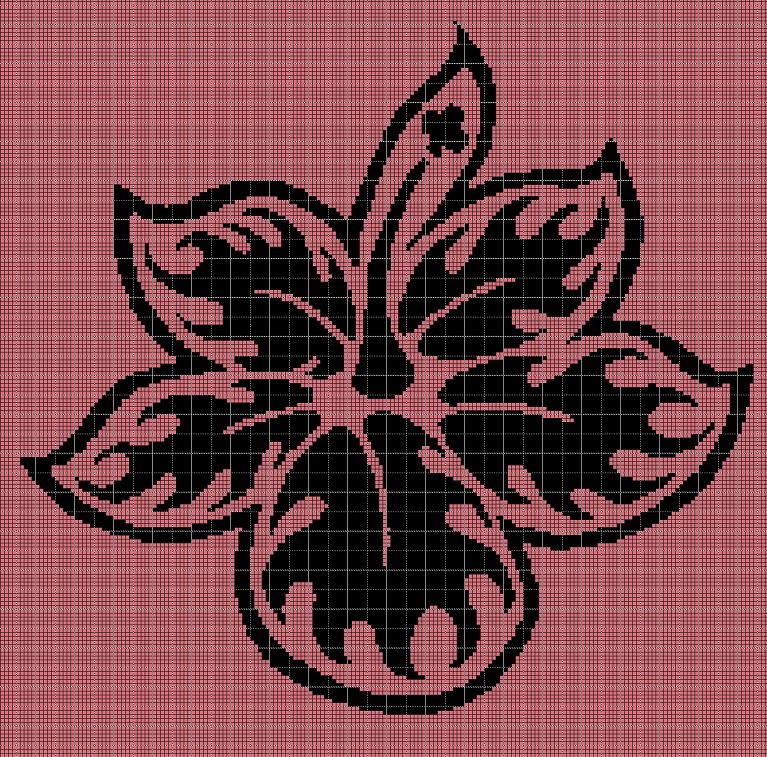 Hibiscus silhouette cross stitch pattern in pdf