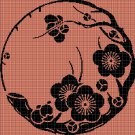 Japanese blossom 2 silhouette cross stitch pattern in pdf