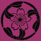 Japanese cherry flower silhouette cross stitch pattern in pdf