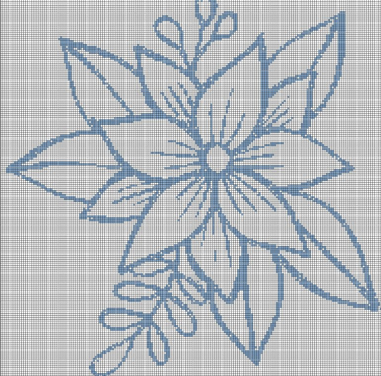 Light blue flower silhouette cross stitch pattern in pdf