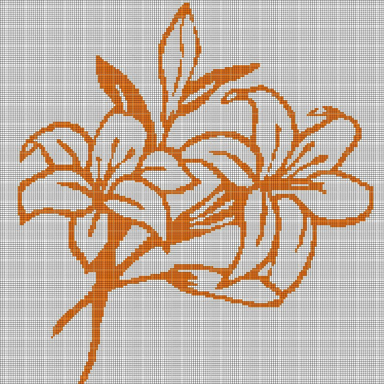 Lily silhouette cross stitch pattern in pdf