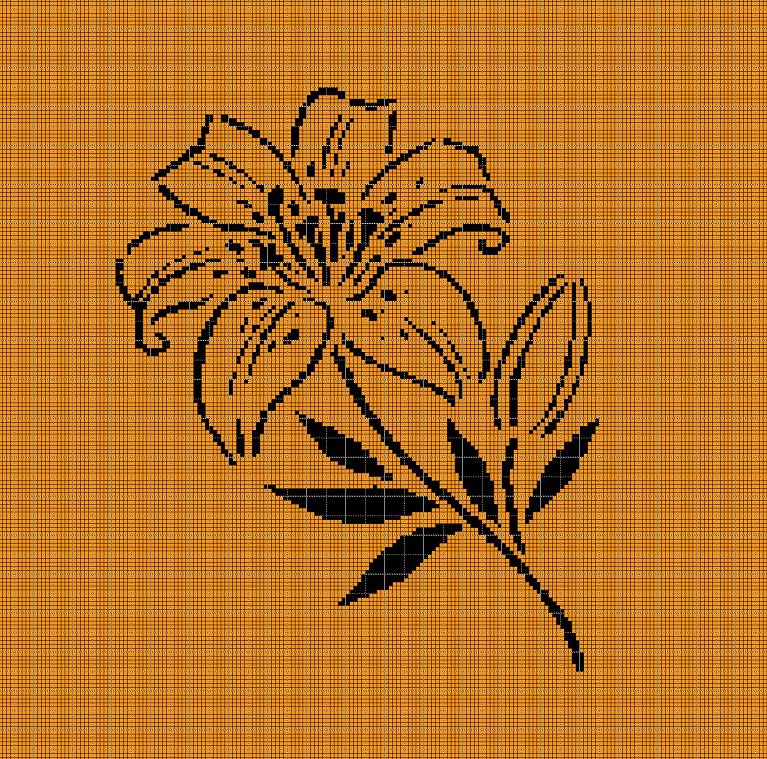 Lily 2 silhouette cross stitch pattern in pdf
