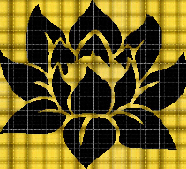 Lotus flower 2 silhouette cross stitch pattern in pdf