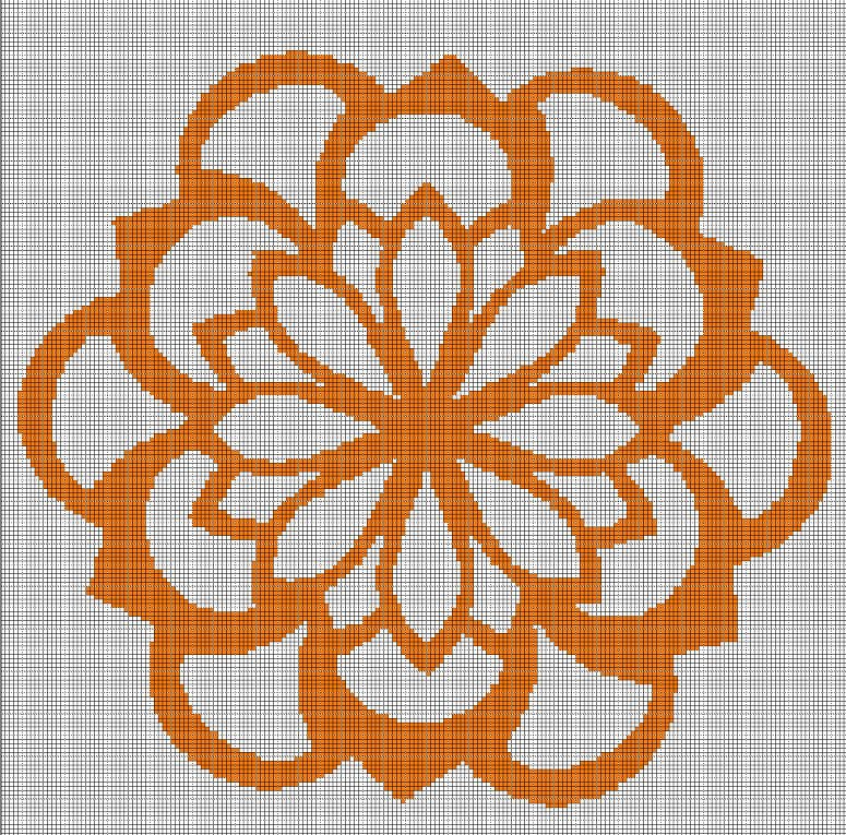 Orange flower 2 silhouette cross stitch pattern in pdf