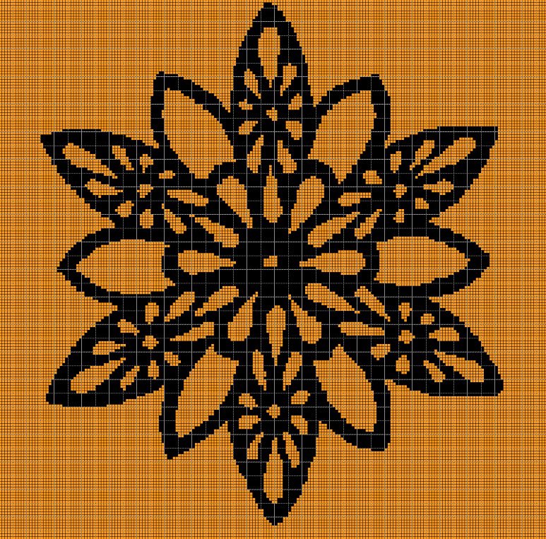 Orange flower 3 silhouette cross stitch pattern in pdf