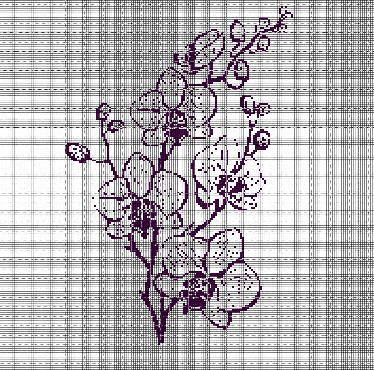 Purple Orchid silhouette cross stitch pattern in pdf