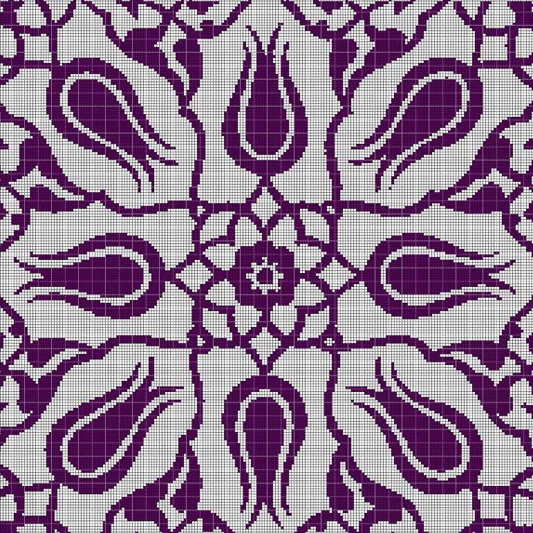 Tulip motif silhouette cross stitch pattern in pdf