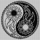Yin yang flowers silhouette cross stitch pattern in pdf
