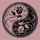 Yin yang rose silhouette cross stitch pattern in pdf