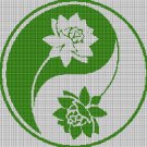 Yin yang water lily silhouette cross stitch pattern in pdf
