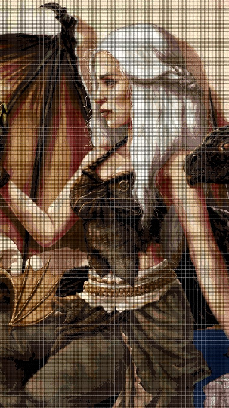 Daenerys Targaryen cross stitch pattern in pdf DMC