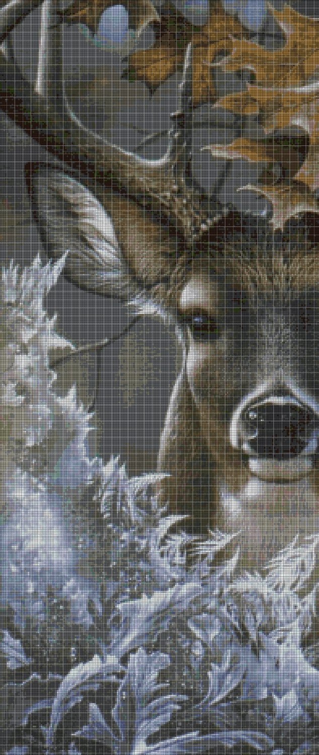 Deer head 3 cross stitch pattern in pdf DMC