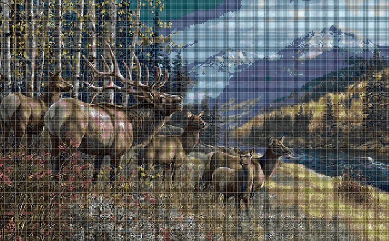 Deers 1 cross stitch pattern in pdf DMC