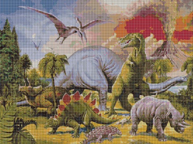 Dinosaurs 3 cross stitch pattern in pdf DMC