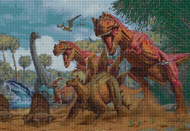 Dinosaurs 5 cross stitch pattern in pdf DMC