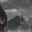 The hunter and the mammoths cross stitch pattern in pdf DMC