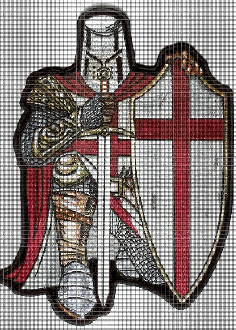 Crusader Knight  cross stitch pattern in pdf DMC