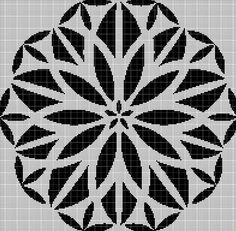 Abstract flower silhouette cross stitch pattern in pdf