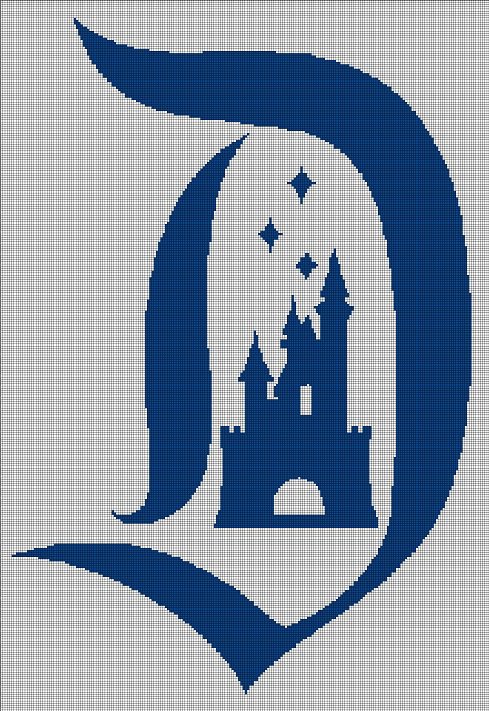 Disney D silhouette cross stitch pattern in pdf