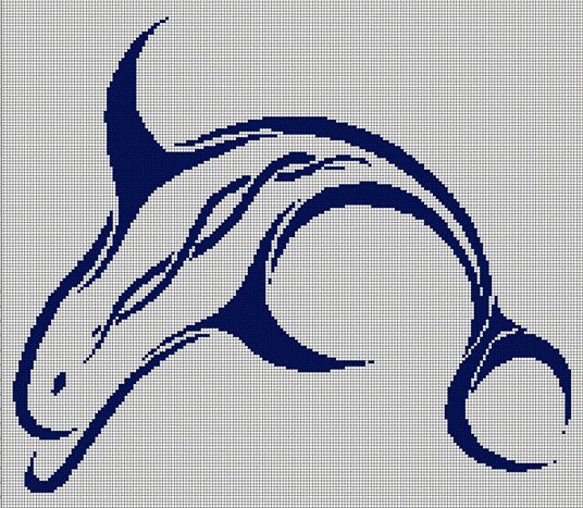 Dolphin Art silhouette cross stitch pattern in pdf