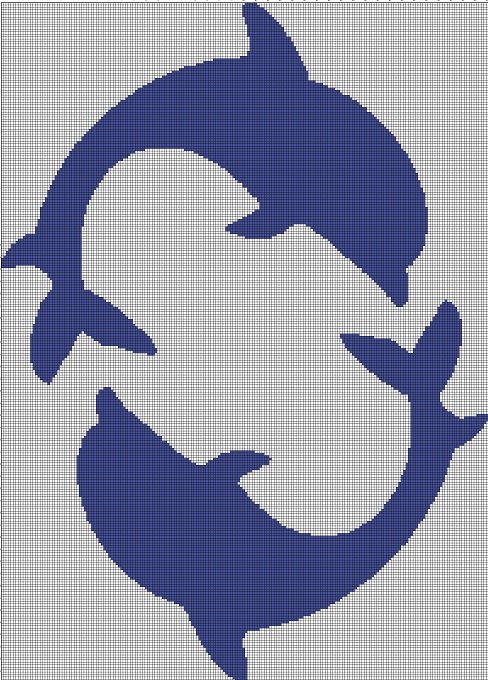 Dolphin Pair silhouette cross stitch pattern in pdf
