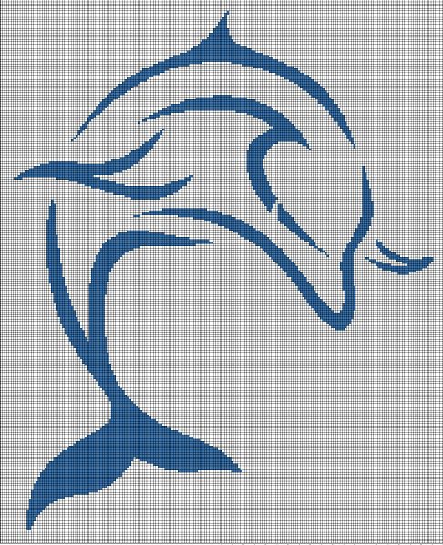 Dolphin1 silhouette cross stitch pattern in pdf